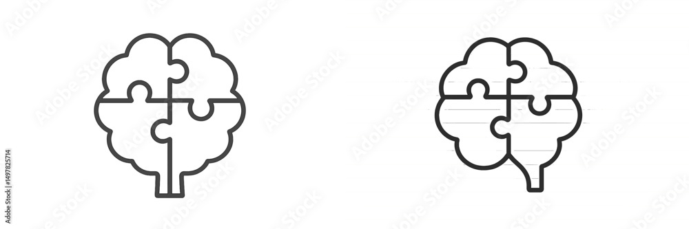 Aufkleber Creative brain puzzle icons representing problem-solving and cognitive functions, suitable for educational and psychological themes