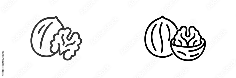Poster Illustration of walnut halves and whole nuts on a minimalist background showing details of texture and shape