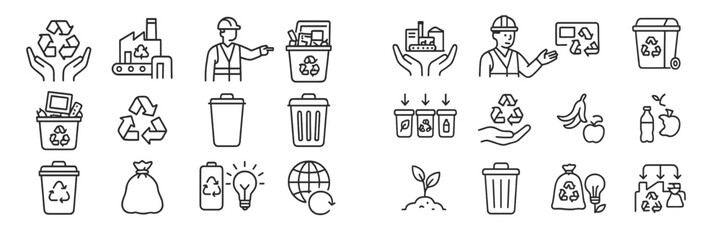 Clean recycling symbols represent various waste management activities aimed at promoting sustainability and environmental awareness in urban settings