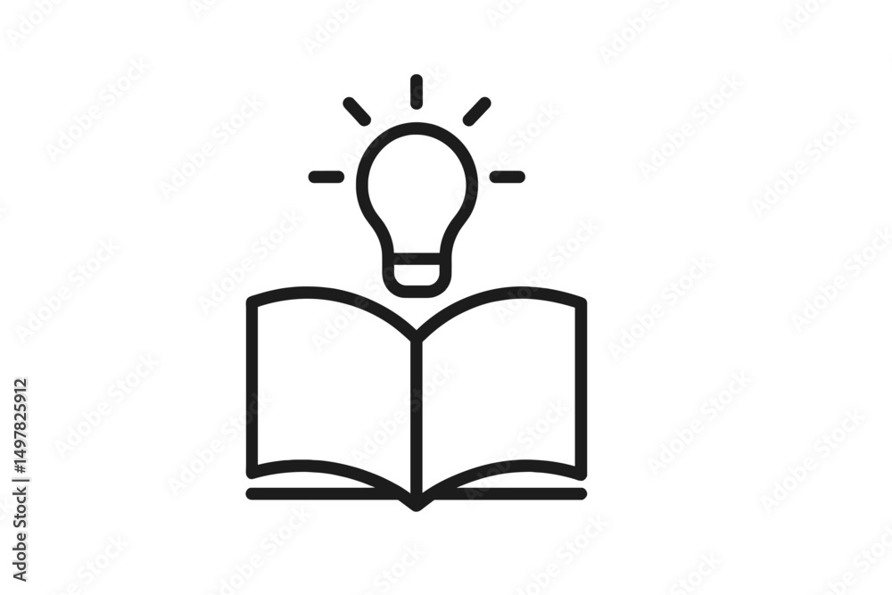Aufkleber Open book with a light bulb above symbolizing creativity and knowledge during a learning session
