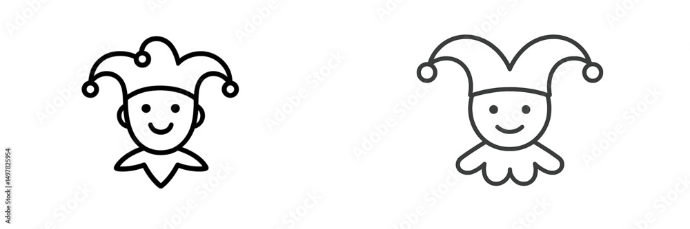 Aufkleber Two cheerful jester characters with distinctive hats, designed in simple and playful style for fun illustrations or designs