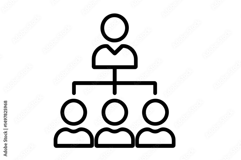 Aufkleber Organization chart displaying hierarchical structure of a team in a minimalist design
