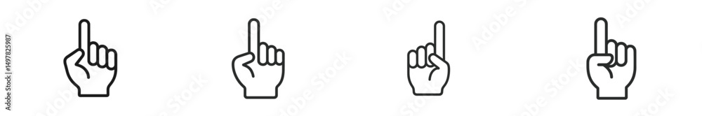 Fototapete Hand gestures displaying the number one in a sequence with bold outlines on a plain background