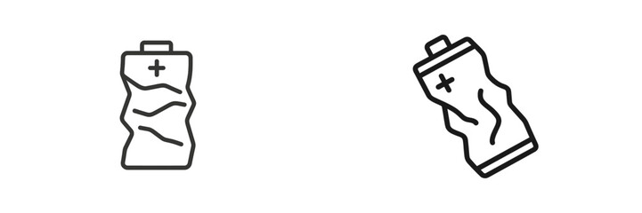 Crushed and deformed batteries representing environmental challenges in waste management