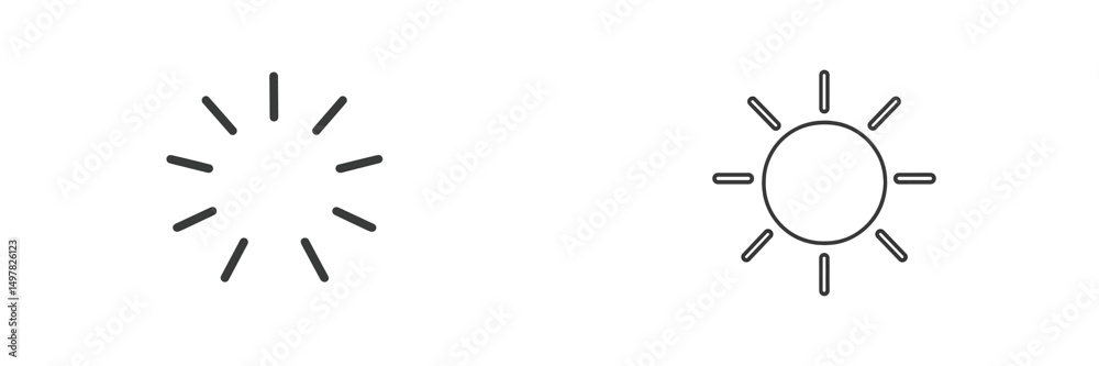Poster sun illustration set featuring a minimalistic sun design and radiating lines for clear visual repres