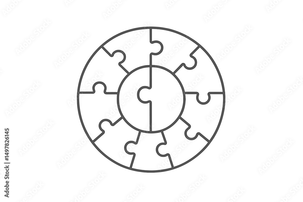 Aufkleber circular puzzle design with interlocking pieces suitable for various creative projects and education