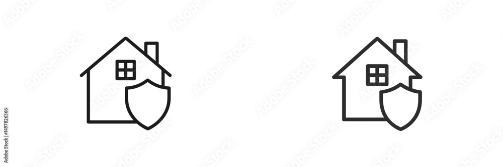 Aufkleber house icons with shield symbols representing home security measures and protection concepts