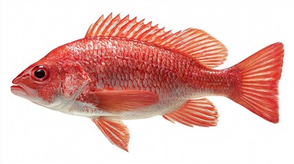 Fototapeta premium Vibrant Red Fish Isolated on White Background for Design Projects and Aquatic Concepts