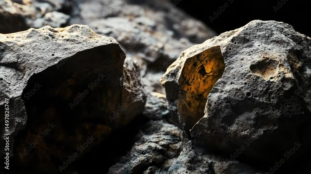 Poster Close-up of a rock with a hole in it, suitable for use as a texture or design element