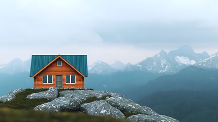 Cozy mountain cabin nestled in a scenic landscape