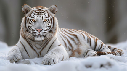 Fototapeta premium Bengal Tiger (Panthera tigris tigris), white form, adult, native in Asia, captive, England, United Kingdom, Europe.