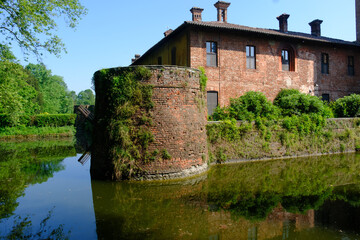 Fototapeta premium Medieval castle Borromeo at Mirazzano, Milan province, Italy
