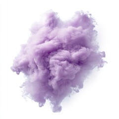 Fototapeta premium Fluffy lilac smoke cloud effect isolated on white background