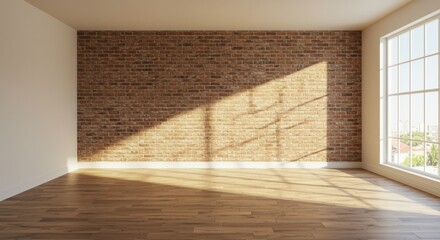 Fototapeta premium Empty room brick wall sunlight interior design