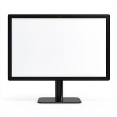 Modern black monitor with blank screen isolated on white background