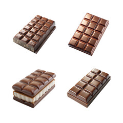 Fototapeta premium Chocolate Bar with Nuts and Raisins bundle isolated on transparent background