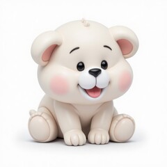 Cute White Cartoon Bear Cub Sitting, Adorable Animal Character Design for Children