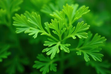 Intricate parsley sprig detail, vibrant green leaves , green, plant