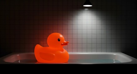 Illuminated Rubber Duck in a Bathtub A Surreal Still Life Photography