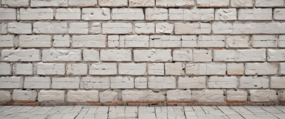 Naklejka premium Weathered white brick, uneven surface, grunge effect, weathered, stone, cracked