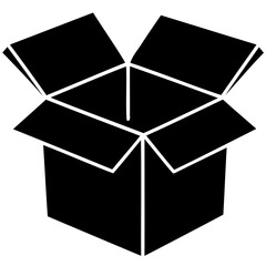 Beautiful open box icon silhouette vector illustration isolated on transparent background for packaging design and digital graphics