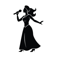 minimalist Female Singer Silhouette silhouette on white background
