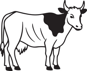 Peaceful black and white countryside scene featuring a cow in grass with butterflies, perfect for rural and farm-themed visuals.