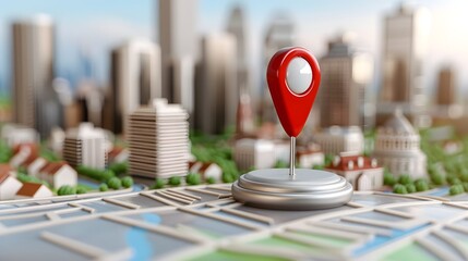 City map with location pin marker