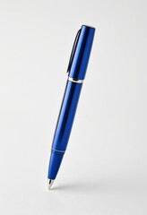 Elegant blue pen on white background, perfect for office and business use.