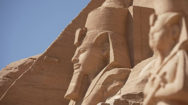 View of the Great Temple Of Ramesses Il at Abu Simbel on a sunny day, Abu Simbel, Egypt, North Africa, Africa