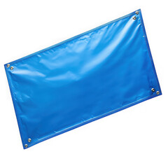 Blue tarpaulin banner isolated on transparent background