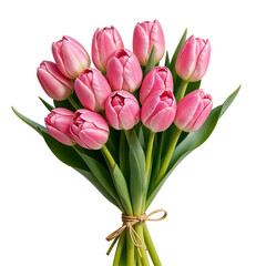 Bouquet of pink tulips, isolated on transparent background, png