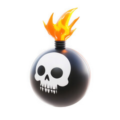 Flaming skull bomb 3d render isolated on transparent background