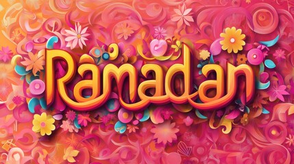 Vibrant Ramadan Floral Typography Design