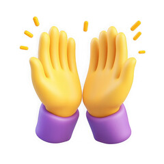 3d render of clapping hands isolated on transparent background
