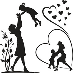 Mother and child silhouettes