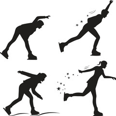 Set of Inline and Ice Skater Silhouettes