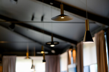 Pendant lights in the restaurant interior