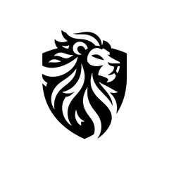Modern Lion Head Shield Logo