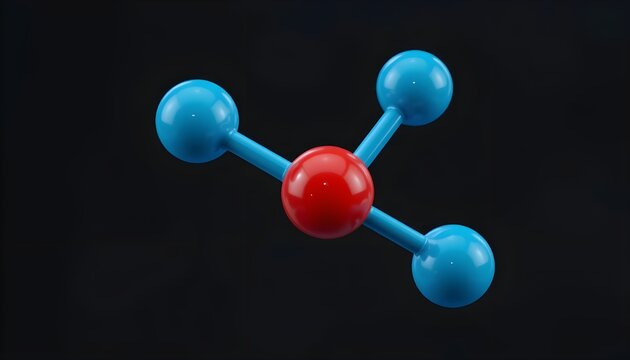 3D Molecular Model of Boron Trifluoride BF3 Chemical Structure on Black Background - Science Education Concept
