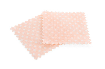 Samples of fabrics with polka dot pattern isolated on white