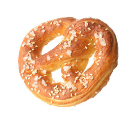 Fototapeta premium Tasty pretzel with salt isolated on white