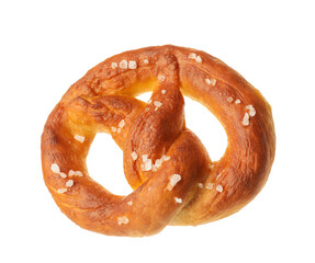Tasty pretzel with salt isolated on white