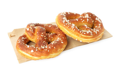 Tasty pretzels with salt isolated on white
