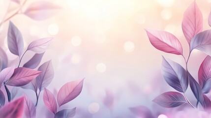 A dreamlike atmosphere is created by the soft light, which illuminates a dazzling array of pink and purple leaves, gently swaying, making it perfect for themes that highlight nature and tranquility