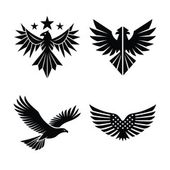 Soaring Spirit: Artistic Eagle Silhouettes Representing Patriotism & Honor