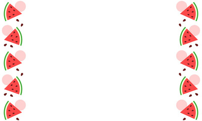 Summer watermelon frame, Food illustration, Tropical fruit image for poster, flyer, greeting postcard, invitation. 