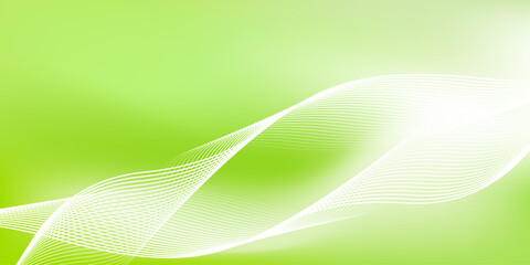 Abstract green gradient background with shining lines waves. Minimalist background for banner, poster, cover, brochure, flyer, website