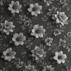 Subtle charcoal floral wallpaper  Elegant, small-scale design for interiors , dark grey, small floral pattern, abstract