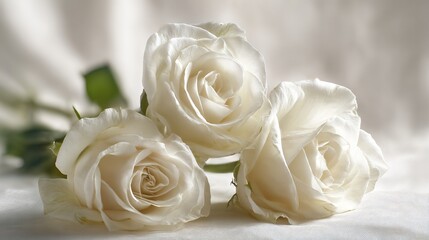 Obraz premium Elegant White Roses on Clean White Background for Floral Design Inspiration